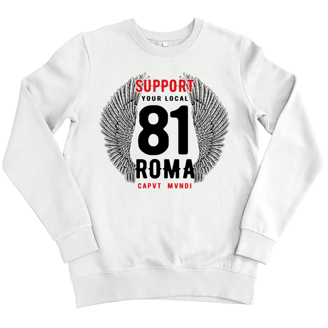 Felpa Girocollo Wings Bianca Support 81 Roma Official Store 